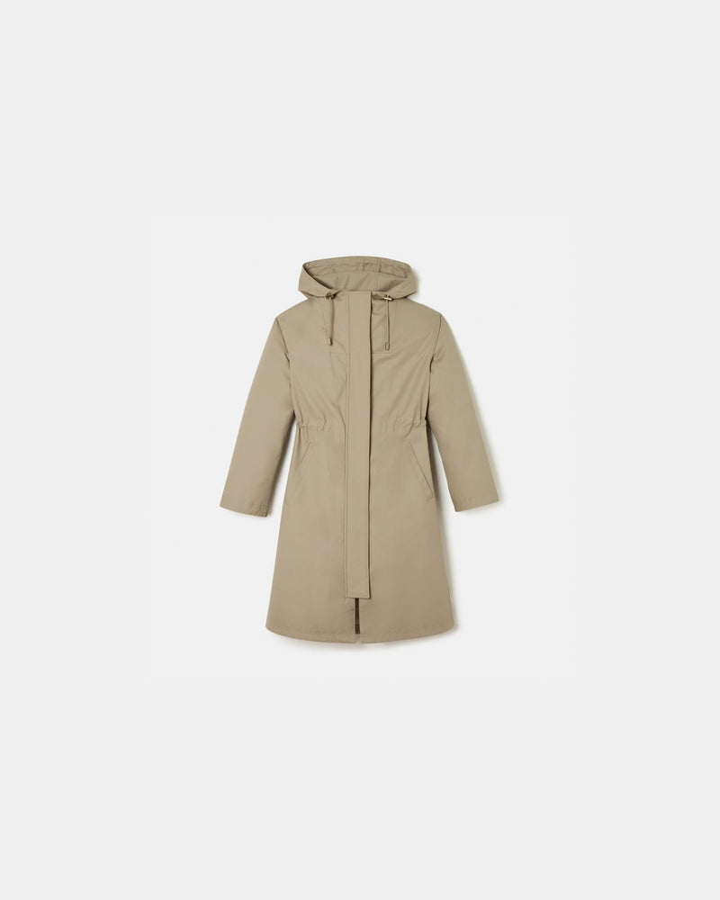 Trench long en coton beige_1