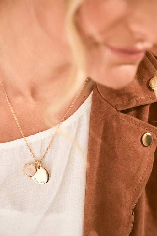 Collier Personnalisé Pierre Fine Calcédoine Rose