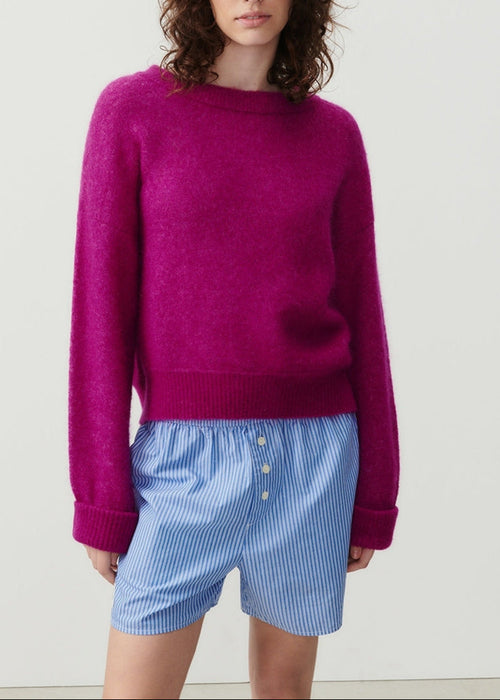 American Vintage - Pull ML Col Bateau - Raisin - Femme