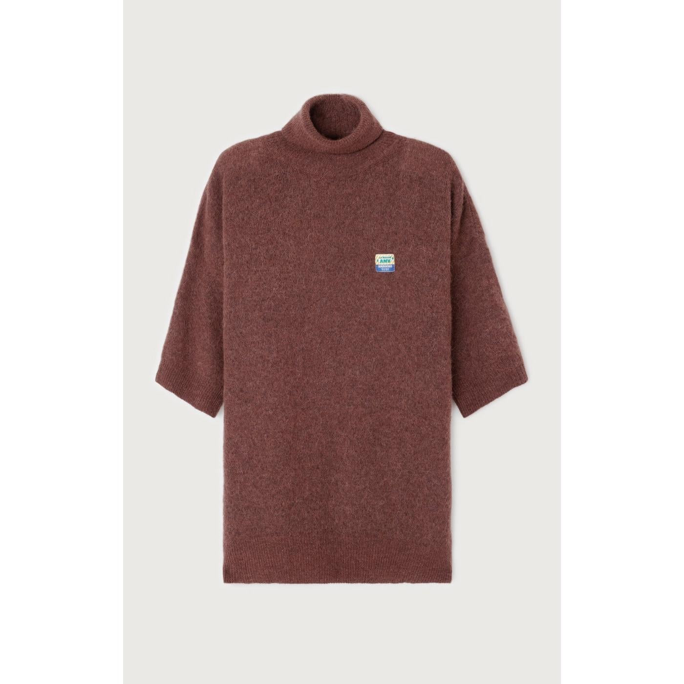 3/4 Sleeve Turtleneck Jumper - Choco Chine Noir - Women