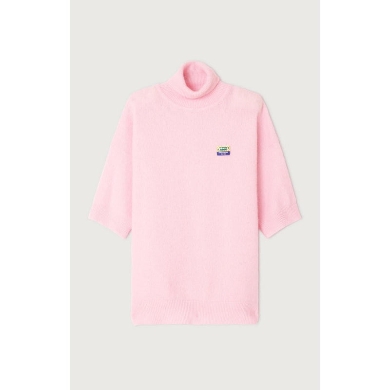 3/4 Sleeve High Collar Sweater - Dragee Chine - Women