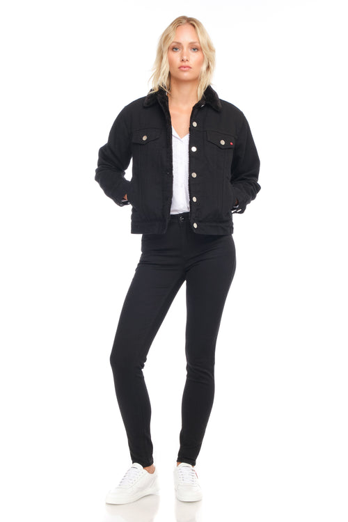 Veste En Jean Vivi Sherpa Black