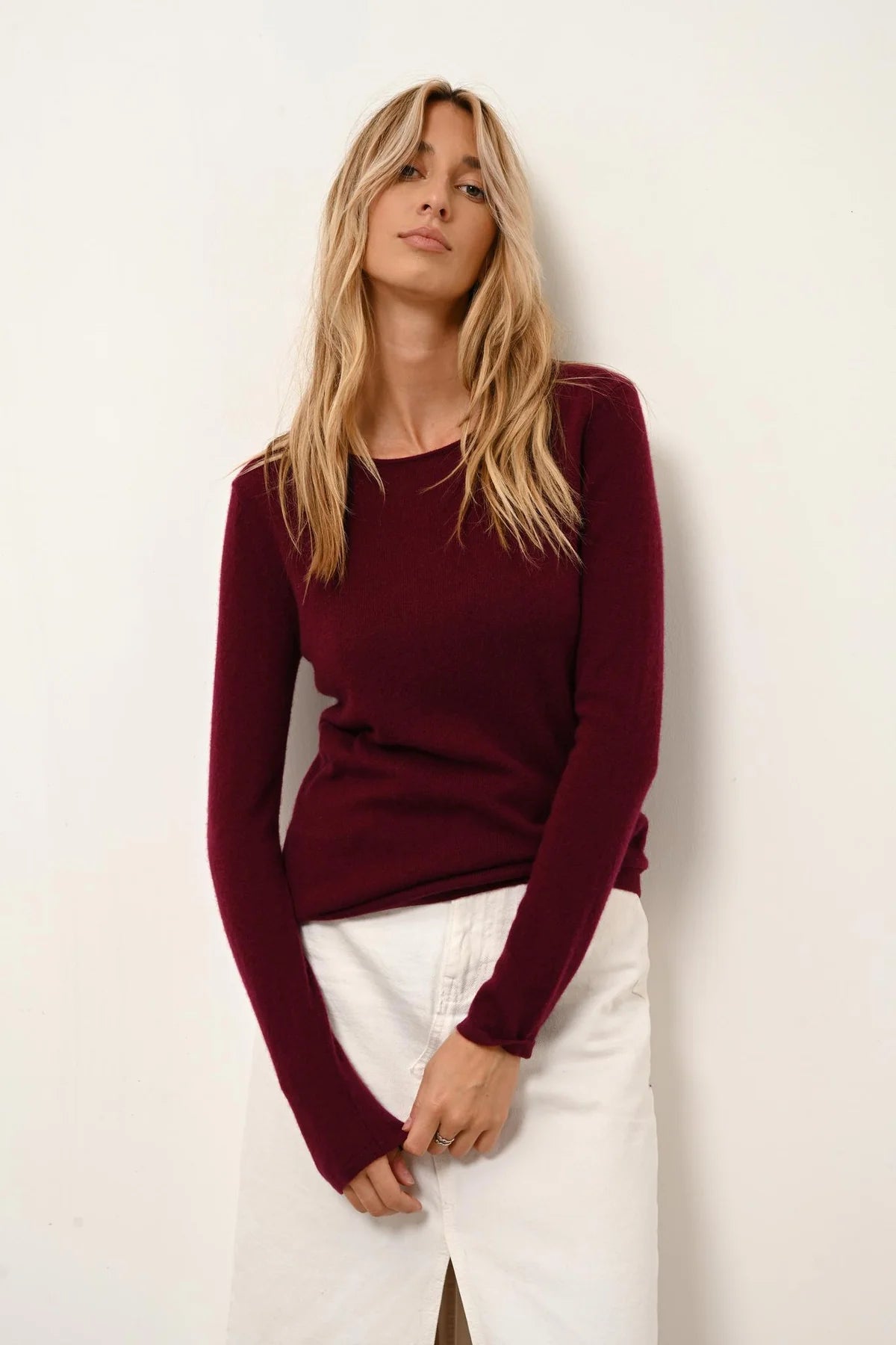 Jersey de cuello redondo - Vivian - Burdeos