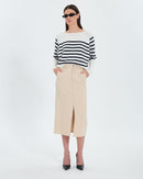 Jupe longue en jean beige_1