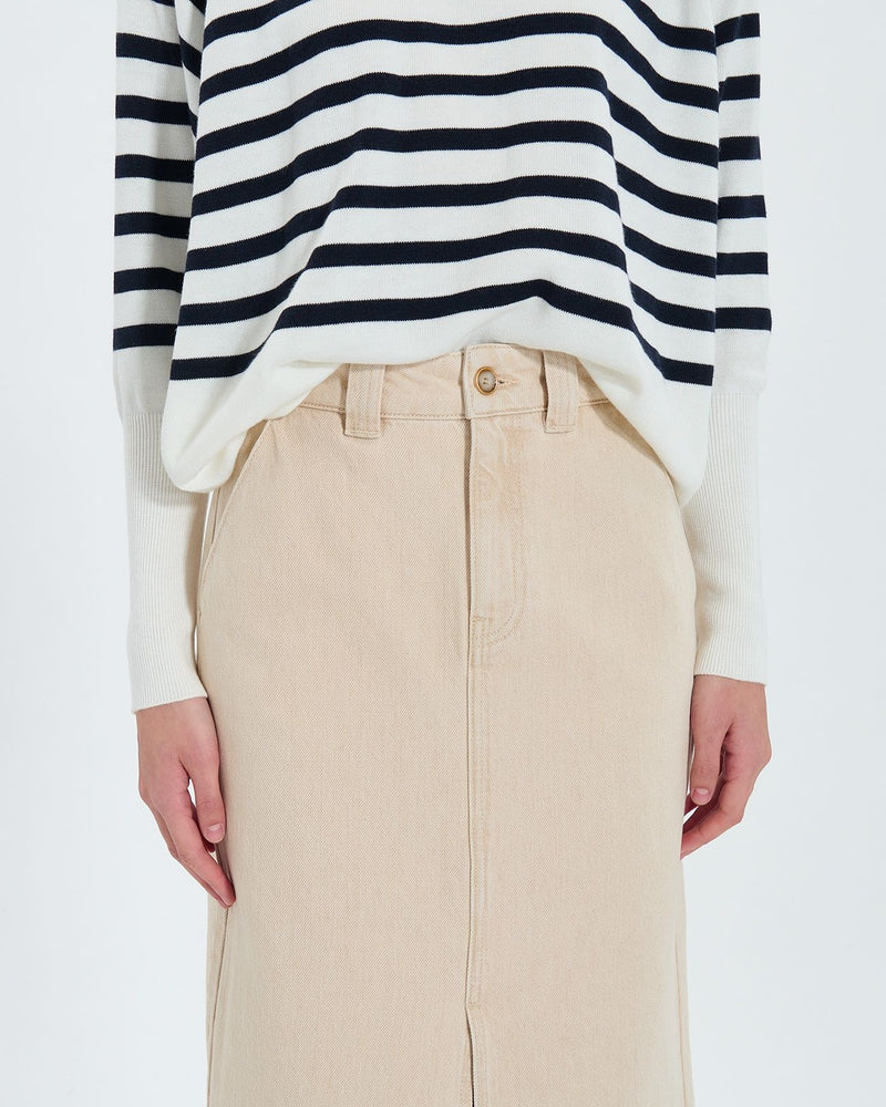 Jupe longue en jean beige_2