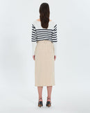 Jupe longue en jean beige_3