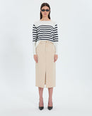 Jupe longue en jean beige_4