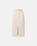 Jupe longue en jean beige_5