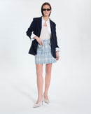 Jupe courte style tweed bleue_1