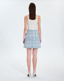 Jupe courte style tweed bleue_3