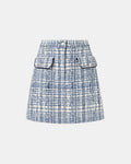 Jupe courte style tweed bleue_5
