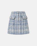 Jupe courte style tweed bleue_5