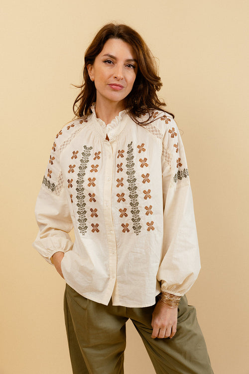 Servane Shirt - Ecru/Khaki