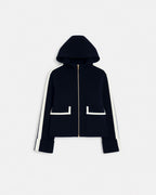Manteau en laine bicolore nocturne contour cuir_5