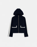 Manteau en laine bicolore nocturne contour cuir_5