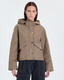 Manteau court en nylon kaki_1