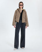 Manteau court en nylon kaki_2