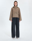 Manteau court en nylon kaki_4