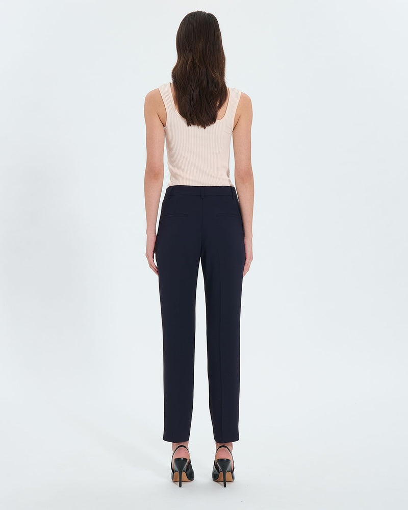 Pantalon ajusté en crêpe nocturne_3