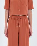 Pantalon ample en crêpe brique_2