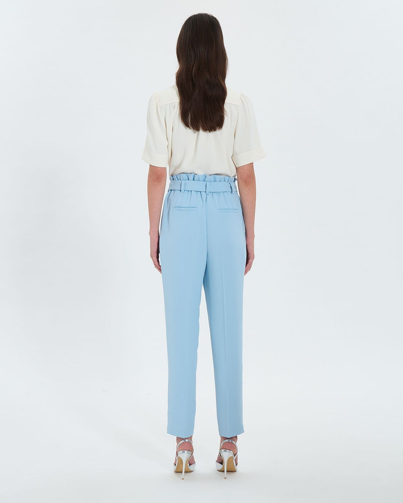 Pantalon cigarette en crêpe bleu_3