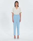 Pantalon cigarette en crêpe bleu_4