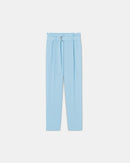 Pantalon cigarette en crêpe bleu_5