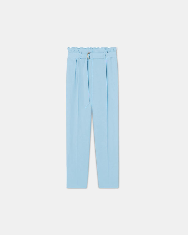 Pantalon cigarette en crêpe bleu_5