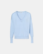 Thin sky blue V-neck sweater_5