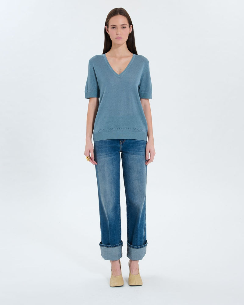 Pull col V bleu_4