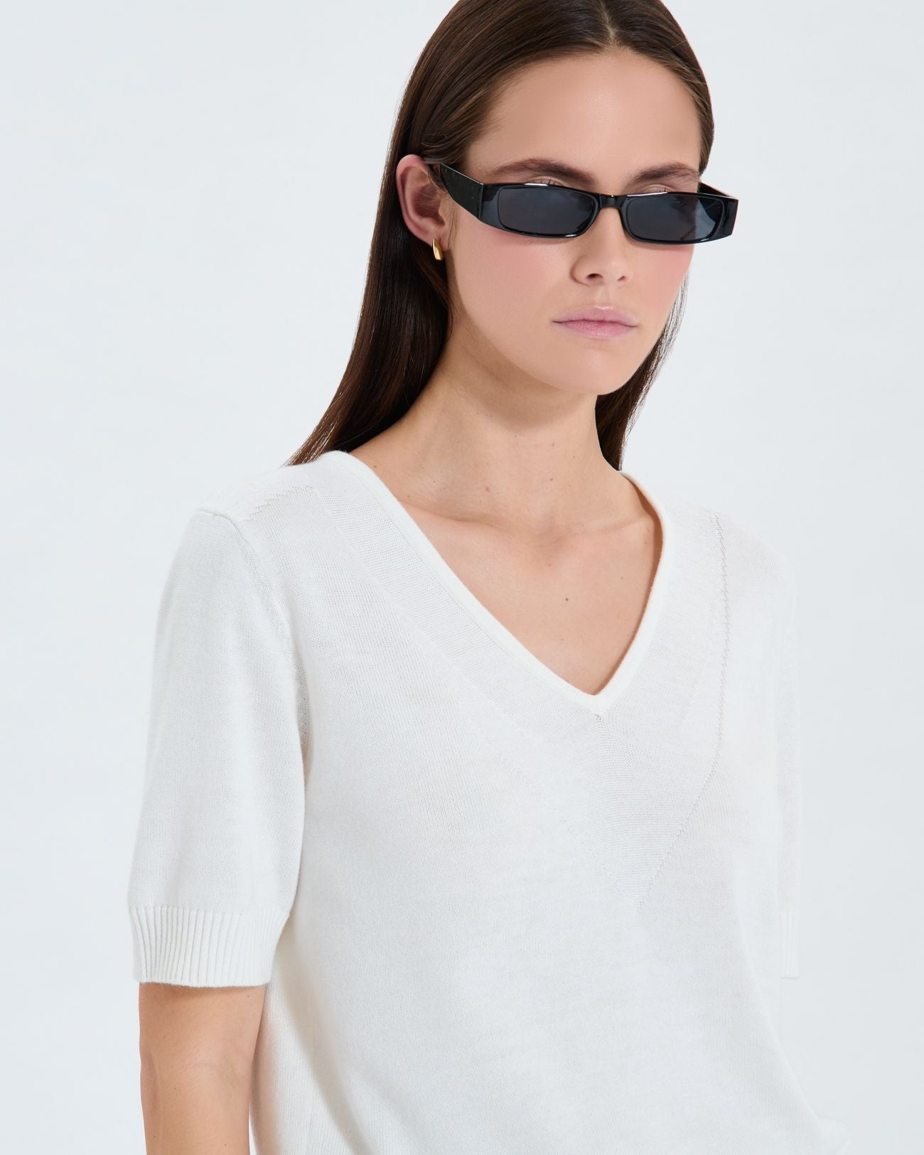 Ecru short-sleeved sweater_1