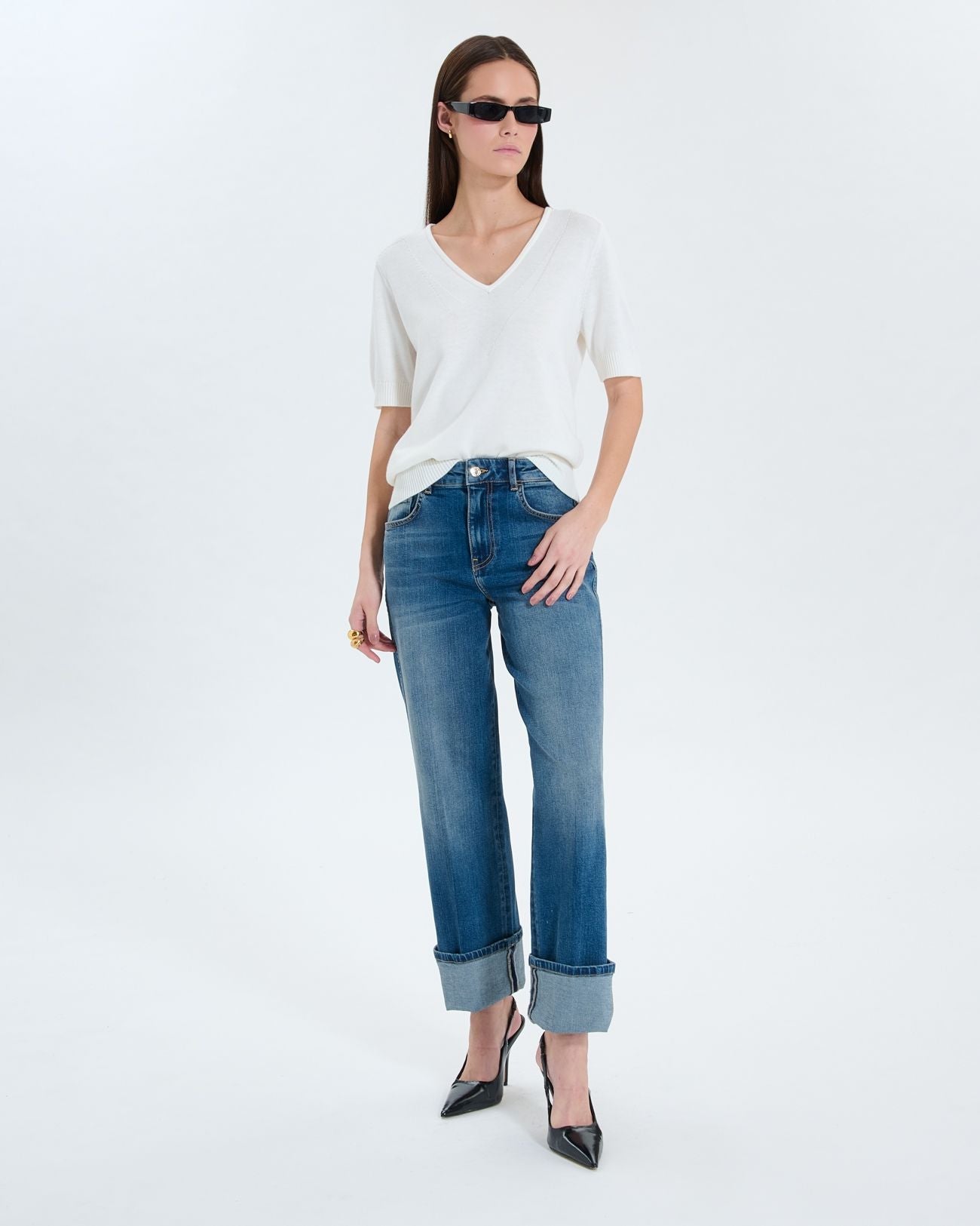 Ecru short-sleeved sweater_2