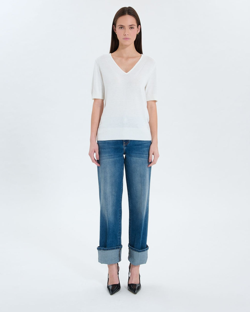 Ecru short-sleeved sweater_4