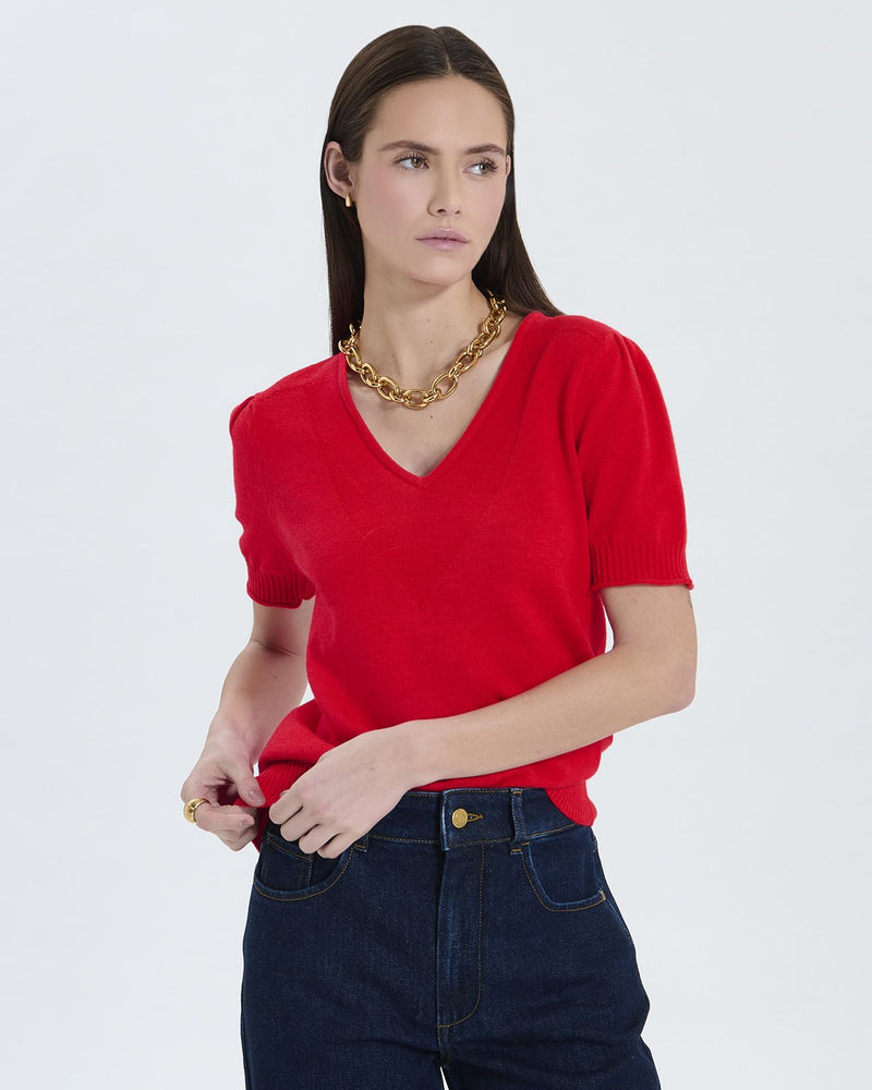 Pull manches courtes rouge_1