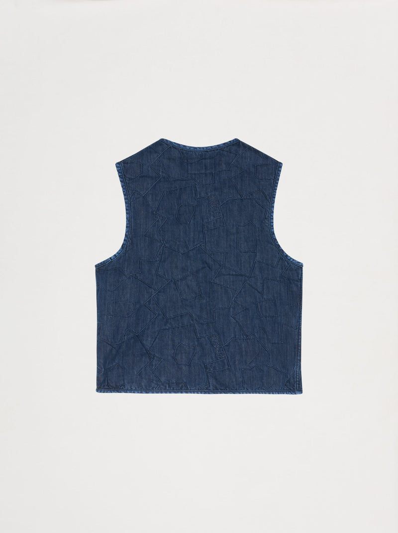 Veste Matelassée Unisexe Trait Fleuri Denim