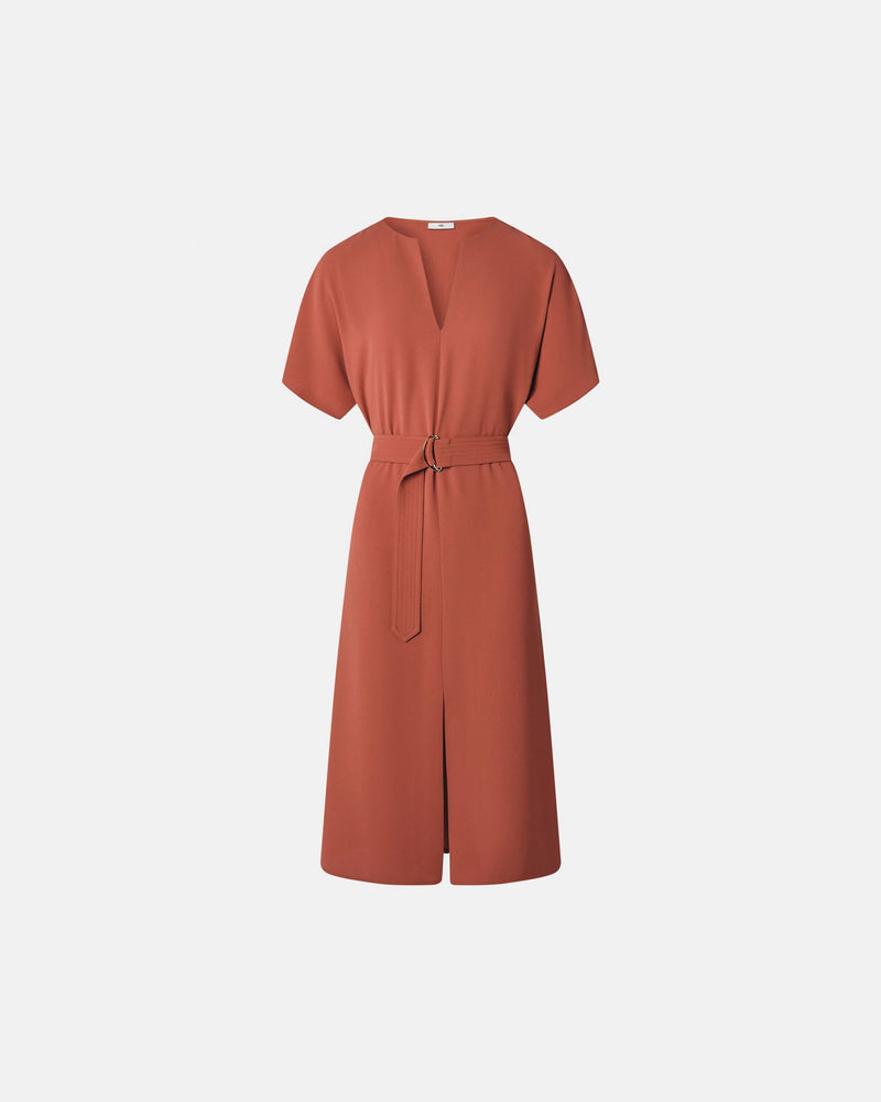 Robe fluide en crêpe brique_4