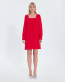 Robe courte en crêpe rouge_4
