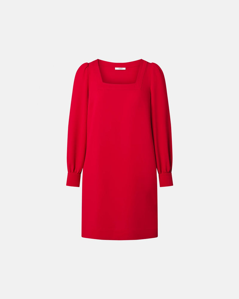 Robe courte en crêpe rouge_5