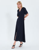 Robe évasée en crêpe nocturne_1