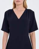 Robe évasée en crêpe nocturne_2