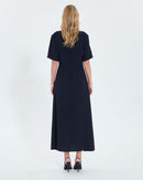 Robe évasée en crêpe nocturne_3