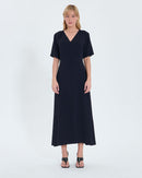 Robe évasée en crêpe nocturne_4