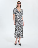 Robe longue évasée à imprimé floral_1