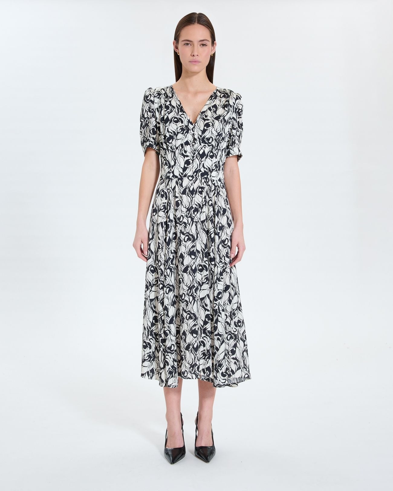 Robe longue évasée à imprimé floral_2