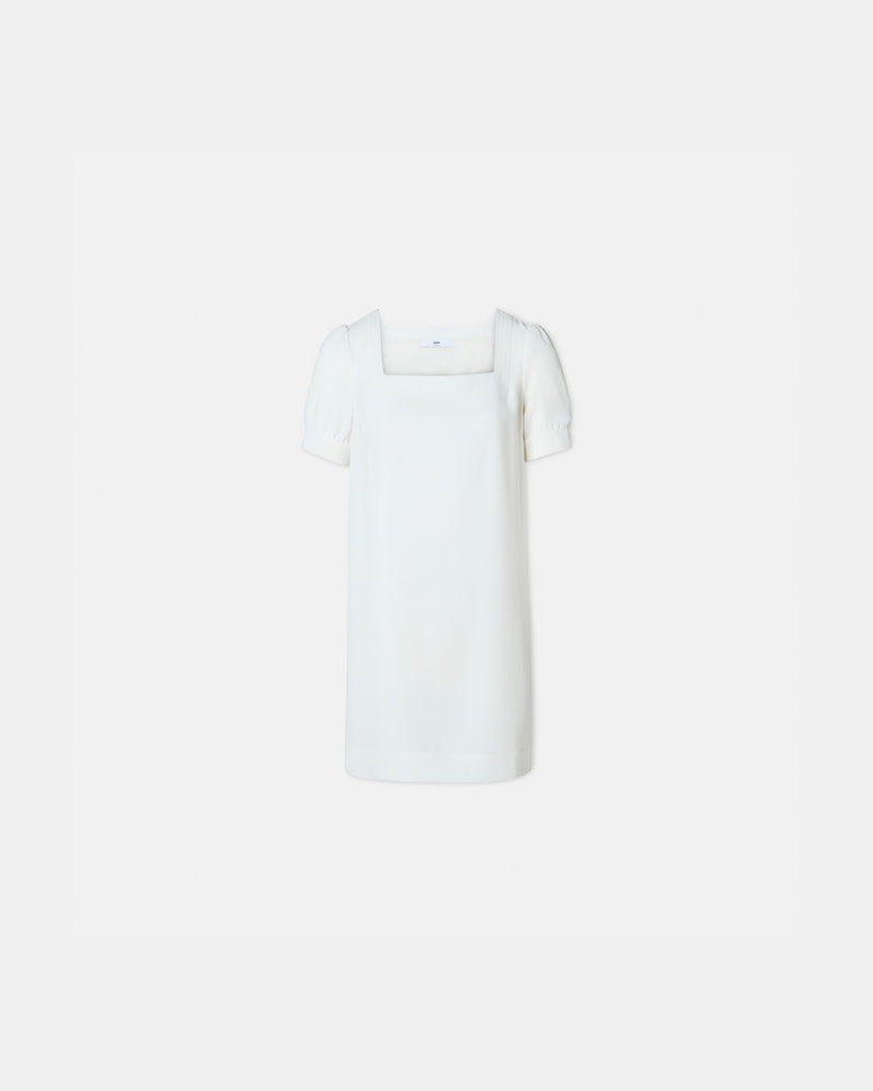 Robe droite en crêpe écrue_1