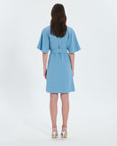 Robe portefeuille en crêpe bleue_3