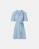 Robe portefeuille en crêpe bleue_4