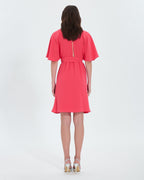 Robe portefeuille en crêpe corail_3