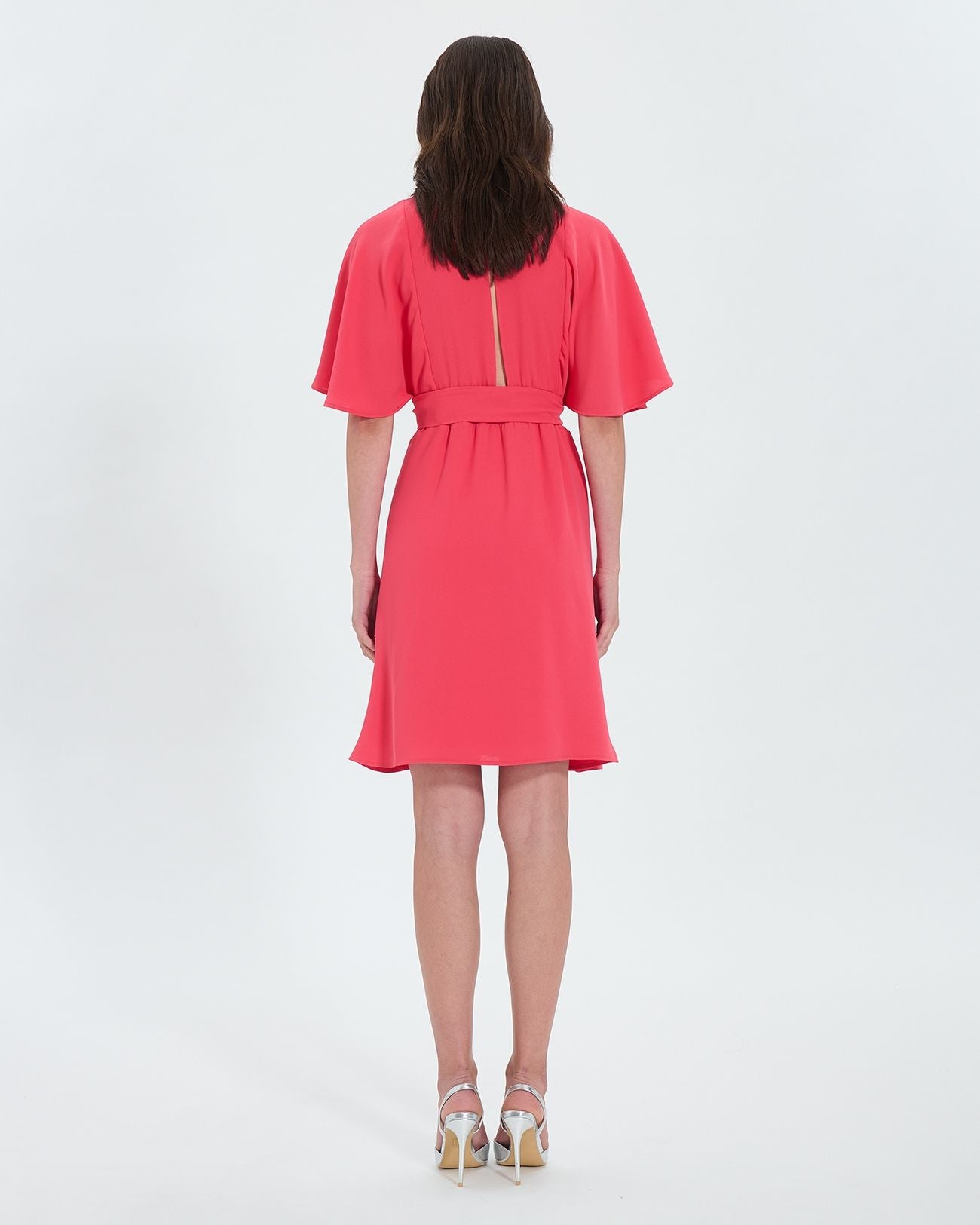 Robe portefeuille en crêpe corail_3