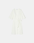 Robe portefeuille en crêpe écrue_1